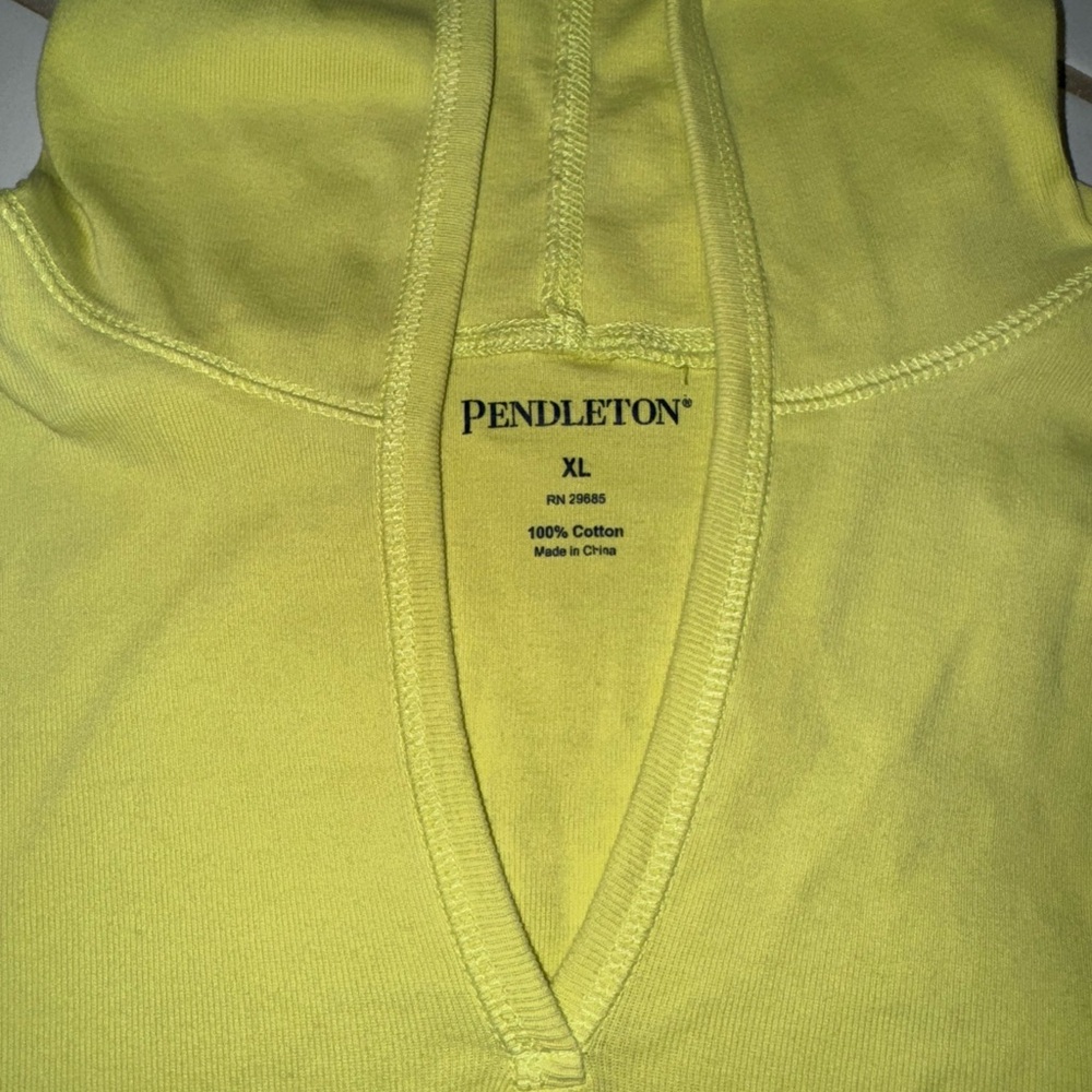 Pendleton Hoodie Adult XL Yellow‎ Sweatshirt Long Sleeve V-Neck Cotton Womens - Picture 2 of 6